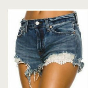 Free People Daisy Chain Lace Denim Shorts sz 24